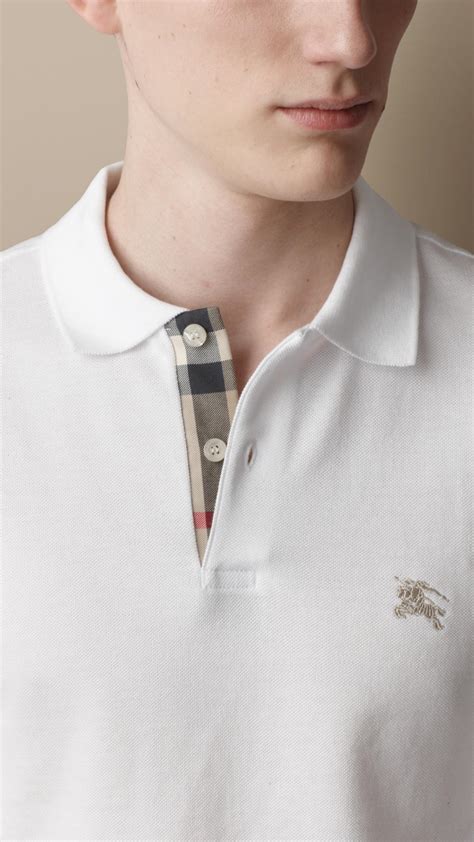 fuzzy white burberry polo|Burberry white long sleeve polo.